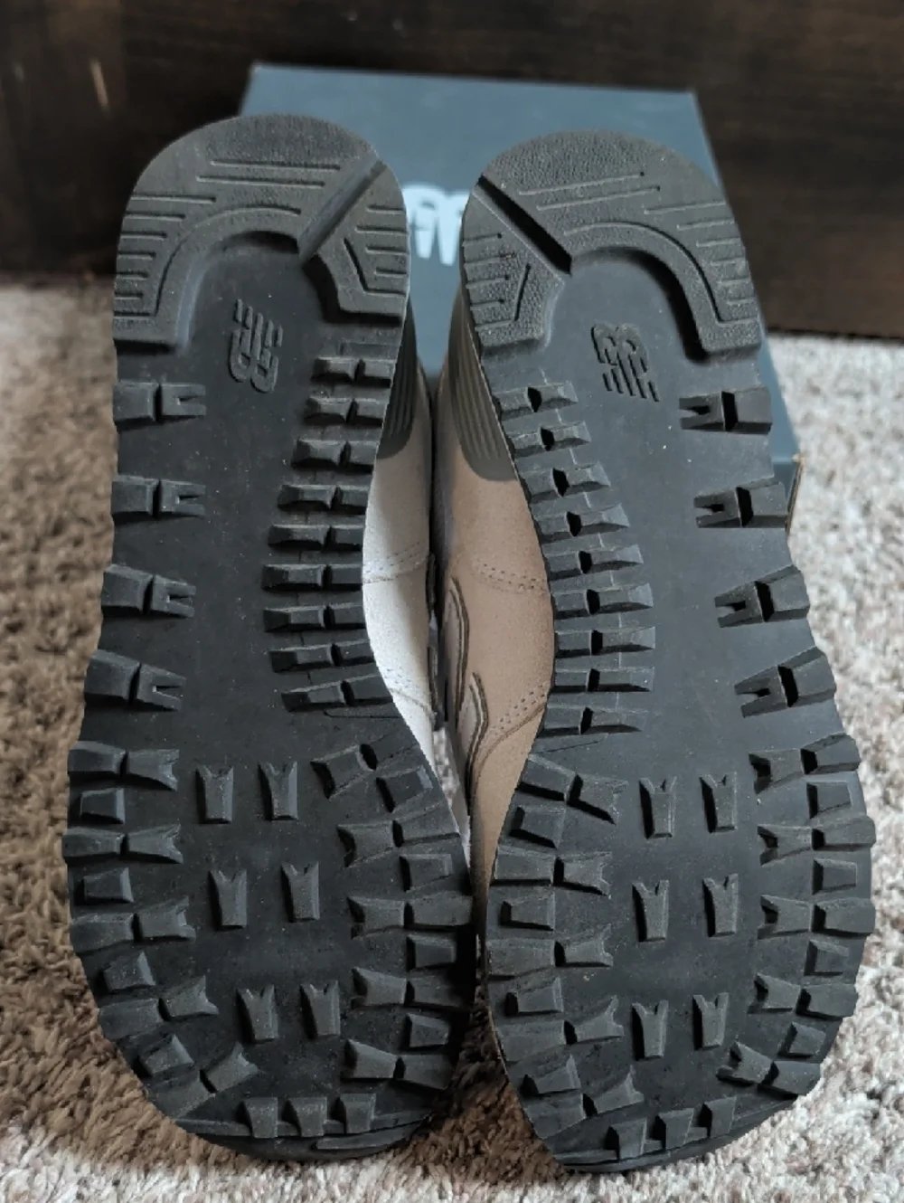 New Balance Beige and White 574 Lifestyle Sneakers - Picture 6 of 7